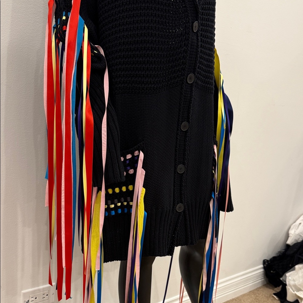 ✨ PREEN LINE by Thornton Bregazzi Fringe Multicolor Ribbon Statement Cardigan S - Picture 9 of 16